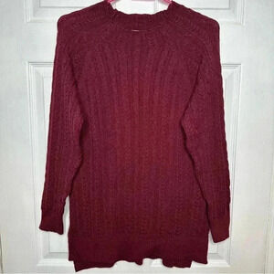 Bleu Gray Cable Knit Sweater  Burgundy Size Medium